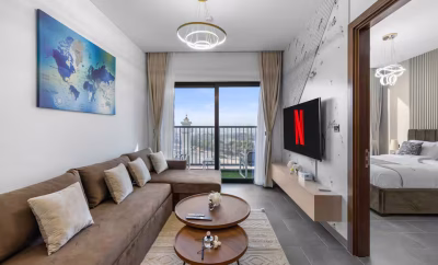 Stylish 1BR Retreat in Sobha Crest w/ Balcony