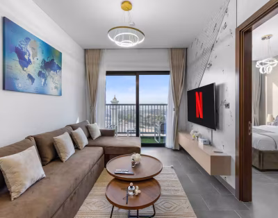 Stylish 1BR Retreat in Sobha Crest w/ Balcony